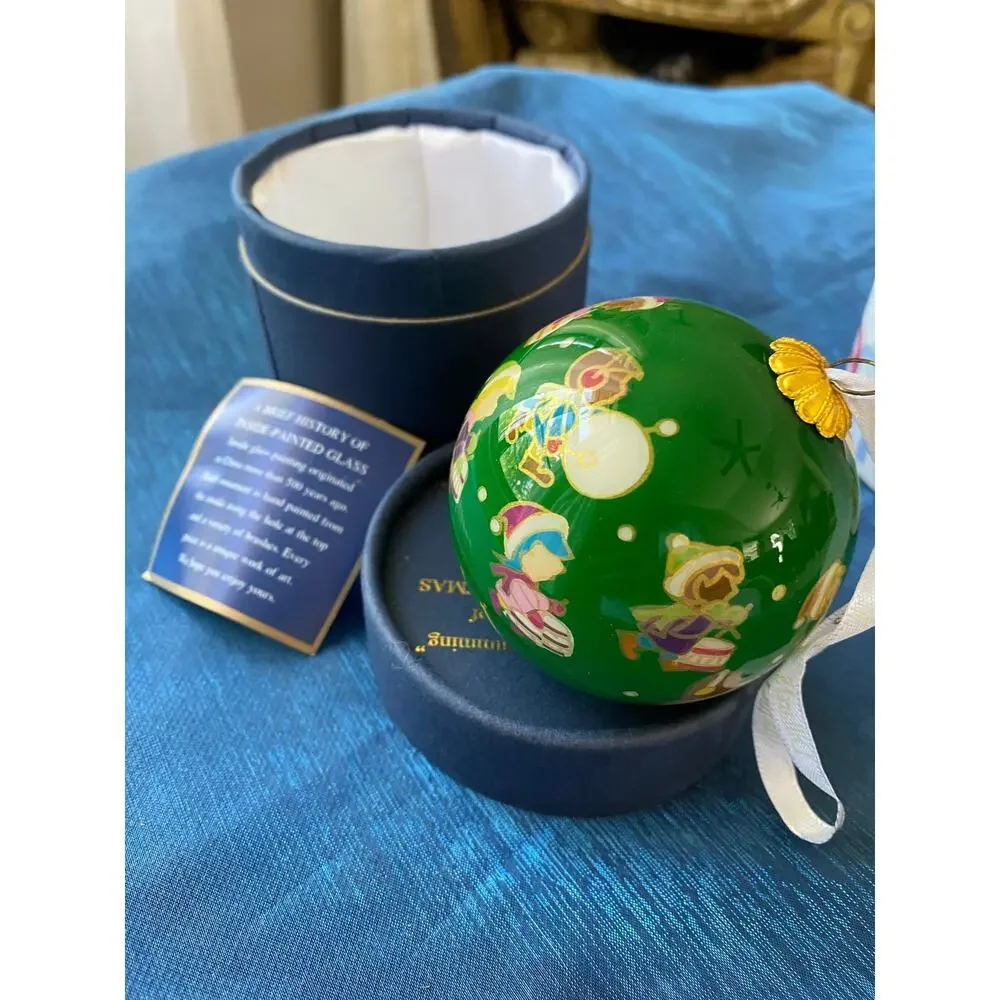 Dillard’s 2018 Hand Painted Glass Christmas Ornament Green Ball Box collection